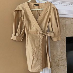 SHEIN tan wrap dress